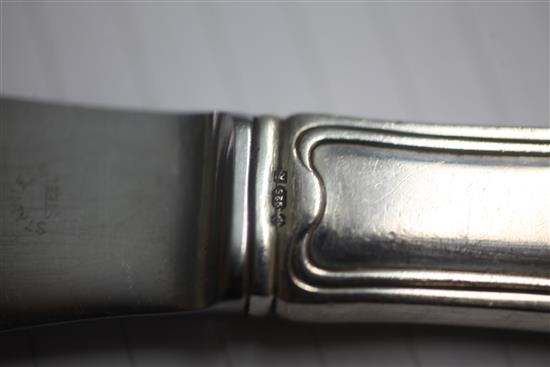 A 1960s canteen of Georg Jensen Danish sterling silver Dobbeltriflet pattern cutlery for six, pattern.